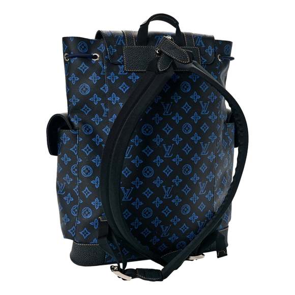 Louis Vuitton Blue Monogram LV Record Christopher MM - Picture 2 of 12